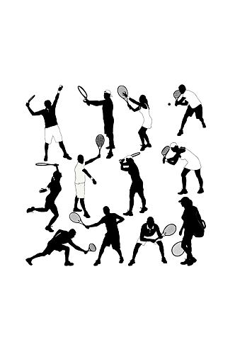 12款创意网球人物剪影矢量素材