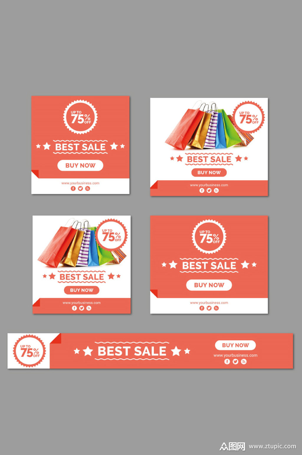 5款时尚折扣卡片矢量素材