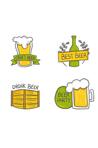 4款彩绘优质啤酒标签矢量素材
