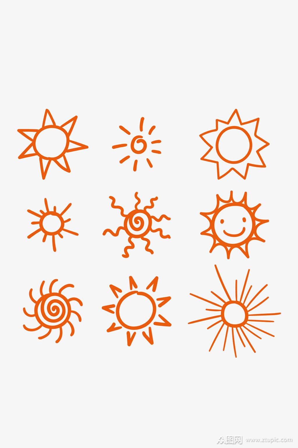 9款手绘太阳矢量素材