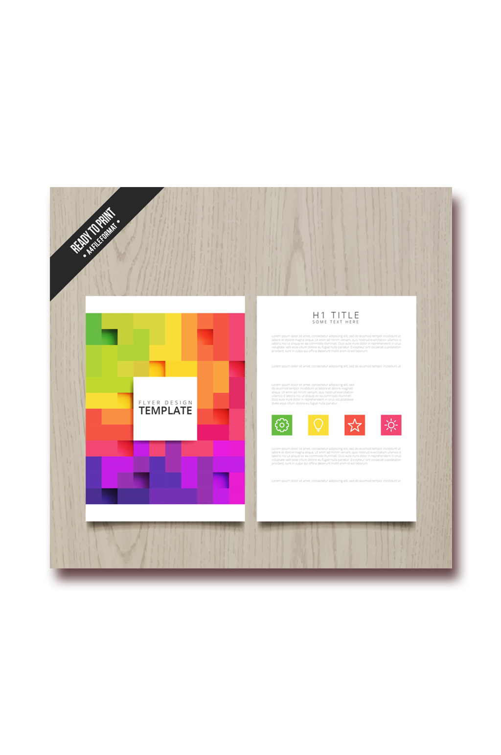 彩色方格商务宣传单矢量图素材
