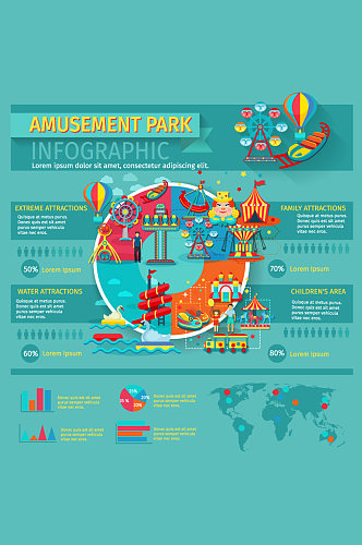 卡通游乐园信息图矢量素材