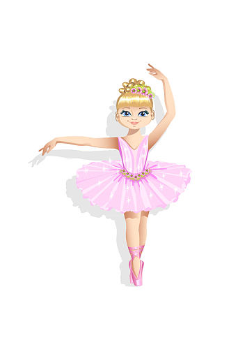 粉色裙装芭蕾舞女孩矢量图