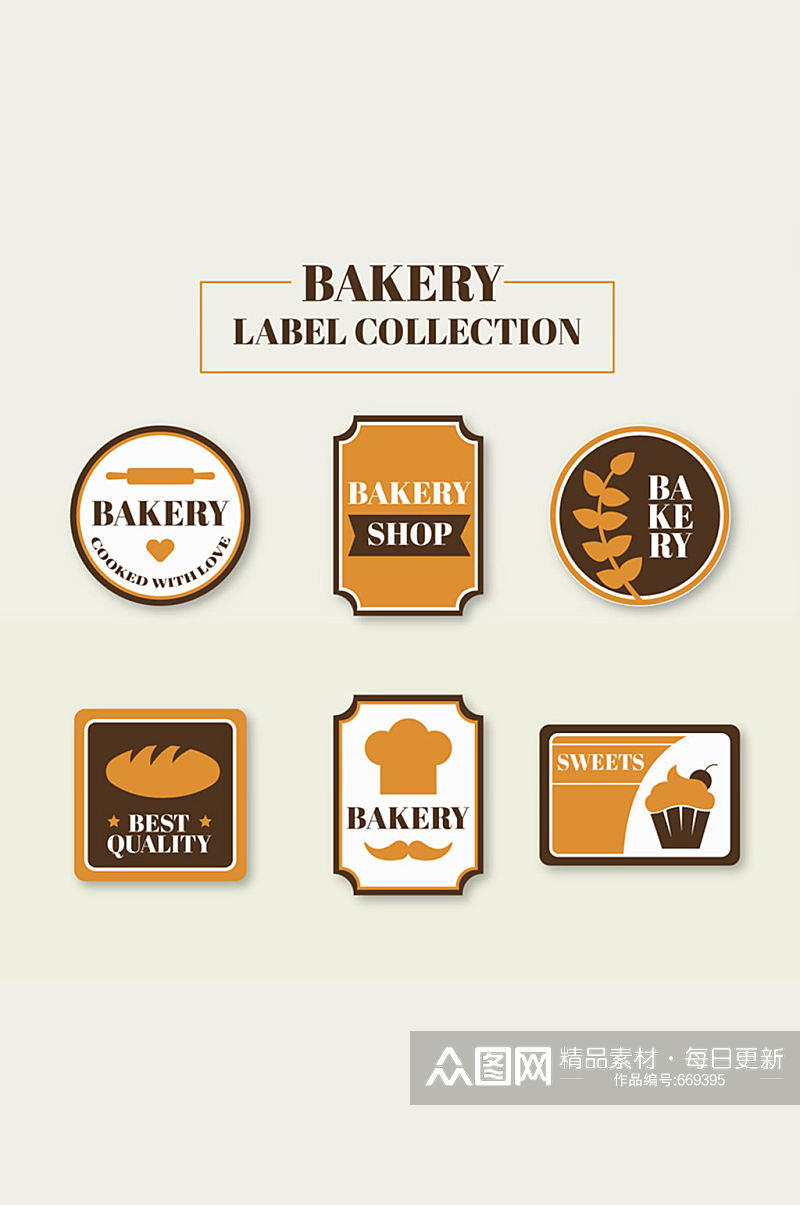 6款创意面包店标签矢量图素材