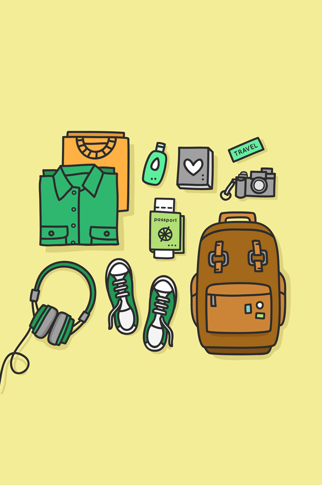 9款创意旅行物品矢量素材素材