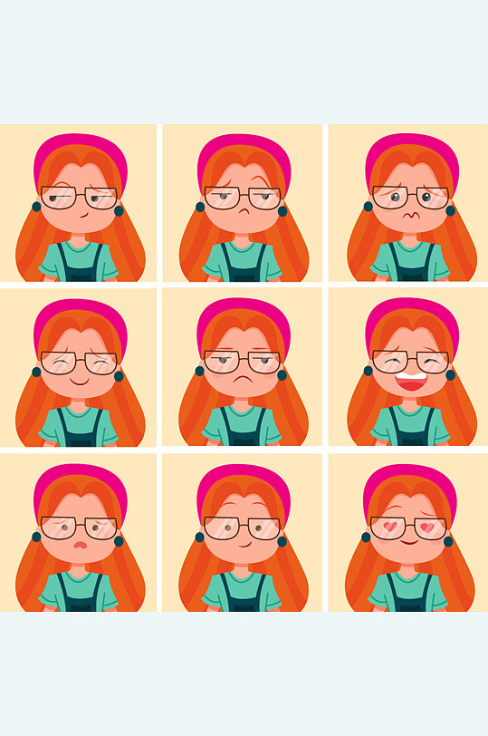 9款精美人物表情矢量素材-众图网