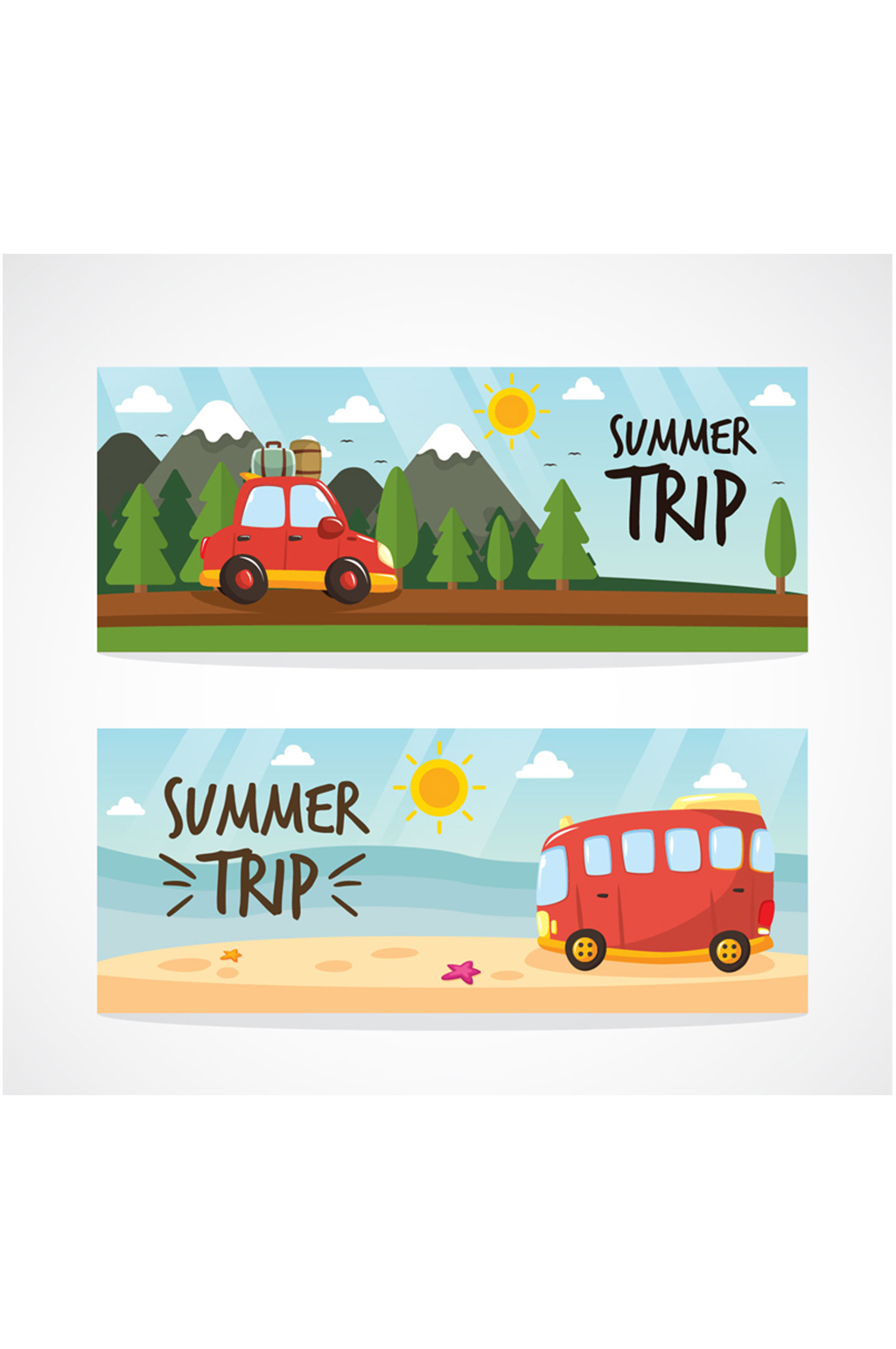 2款卡通夏季旅行banner矢量素材素材