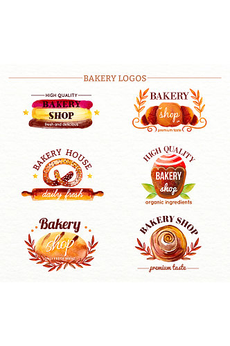 9款彩绘面包店标志矢量素材