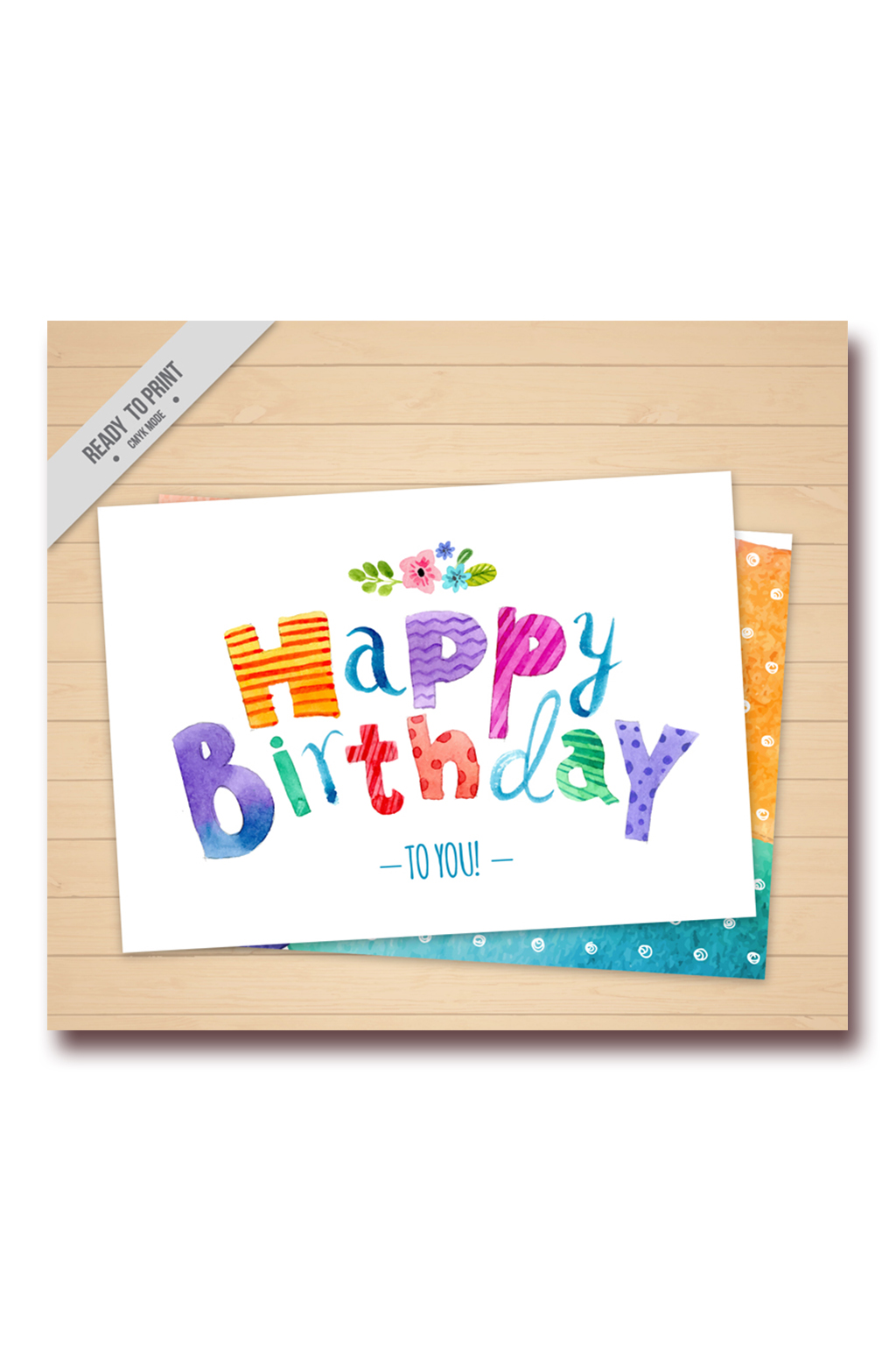 彩色可爱生日祝福卡矢量素材素材