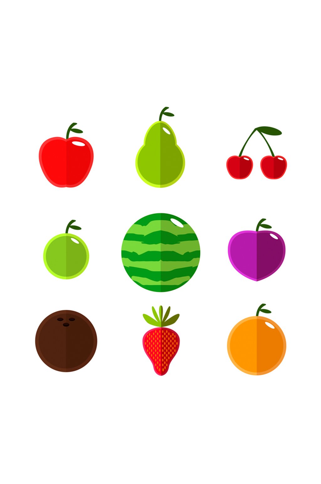 9款扁平化水果矢量素材