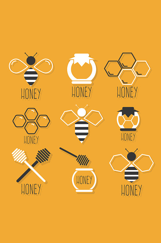 9款精致蜂蜜元素图标矢量素材