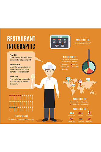 创意餐馆商务信息图矢量素材