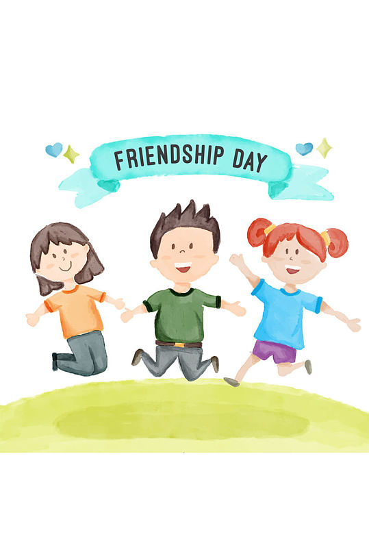 3个彩绘跳跃的人物矢量素材