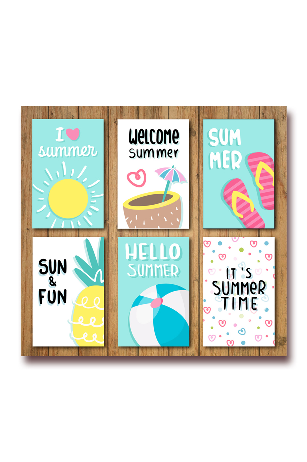 6款夏季度假卡片设计矢量素材