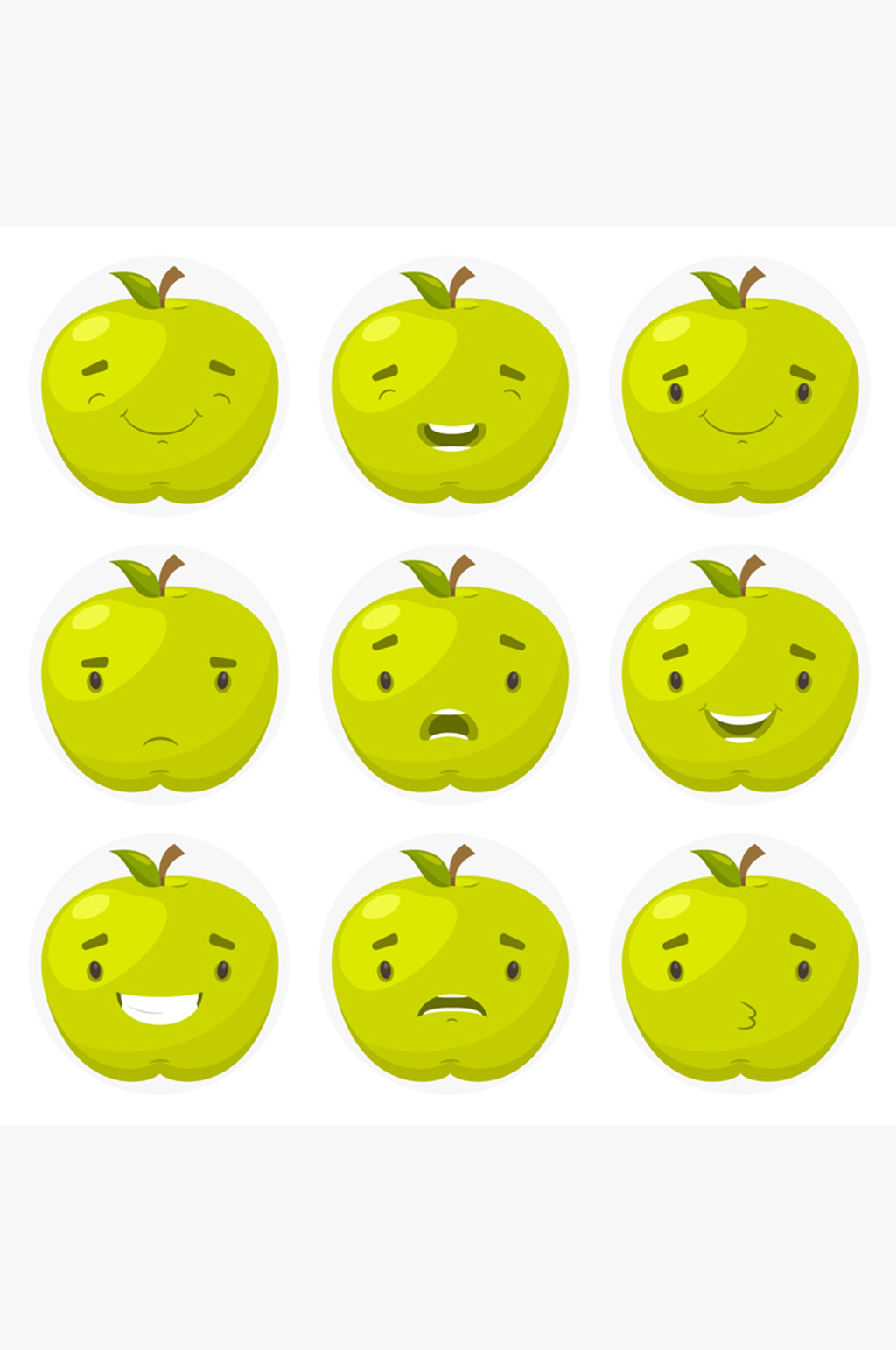 9款绿色苹果表情矢量素材