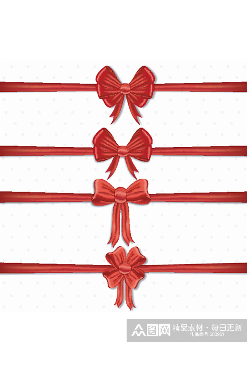 4款精美红色丝带矢量素材素材