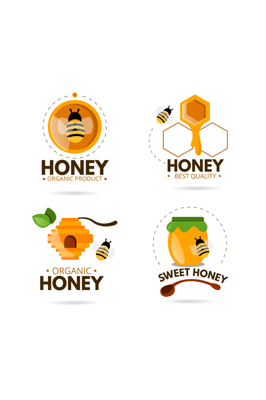 4款精美有机蜂蜜标志矢量图