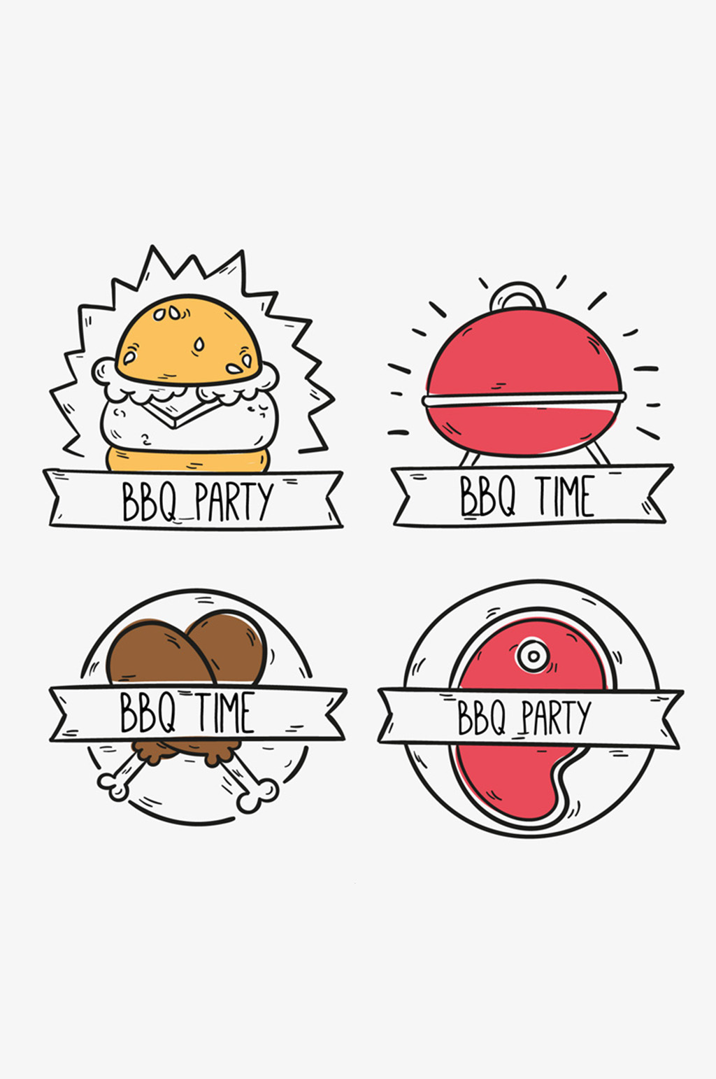 4款美味快餐标签矢量素材