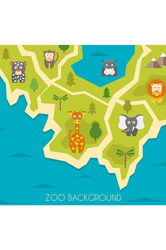 创意动物园地图矢量素材