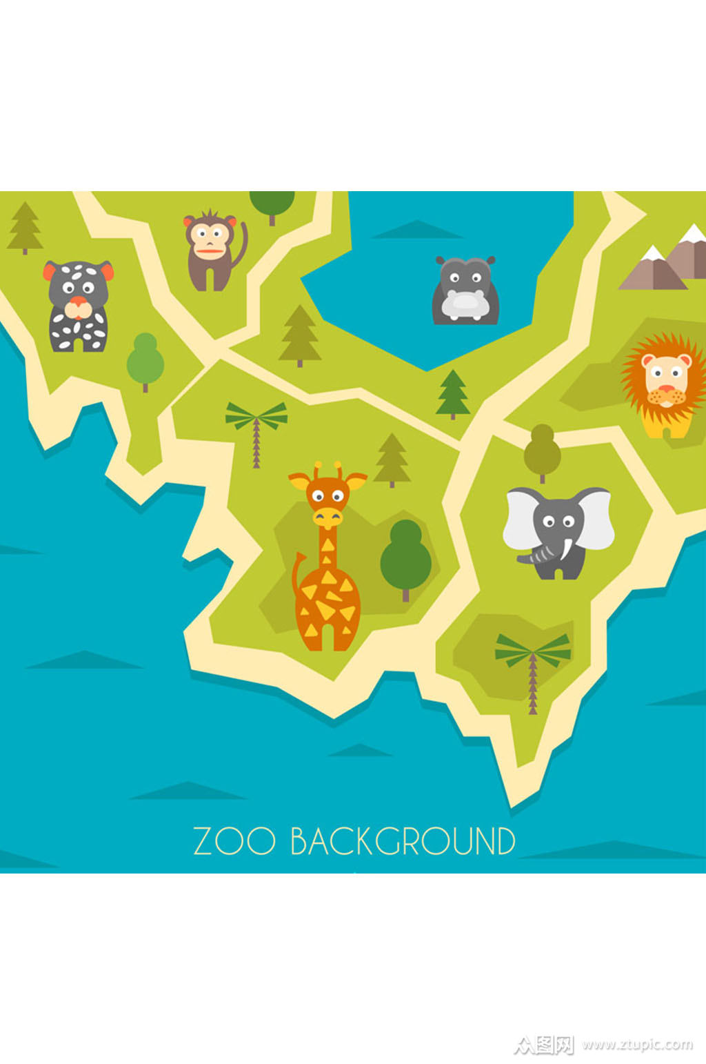 创意动物园地图矢量素材
