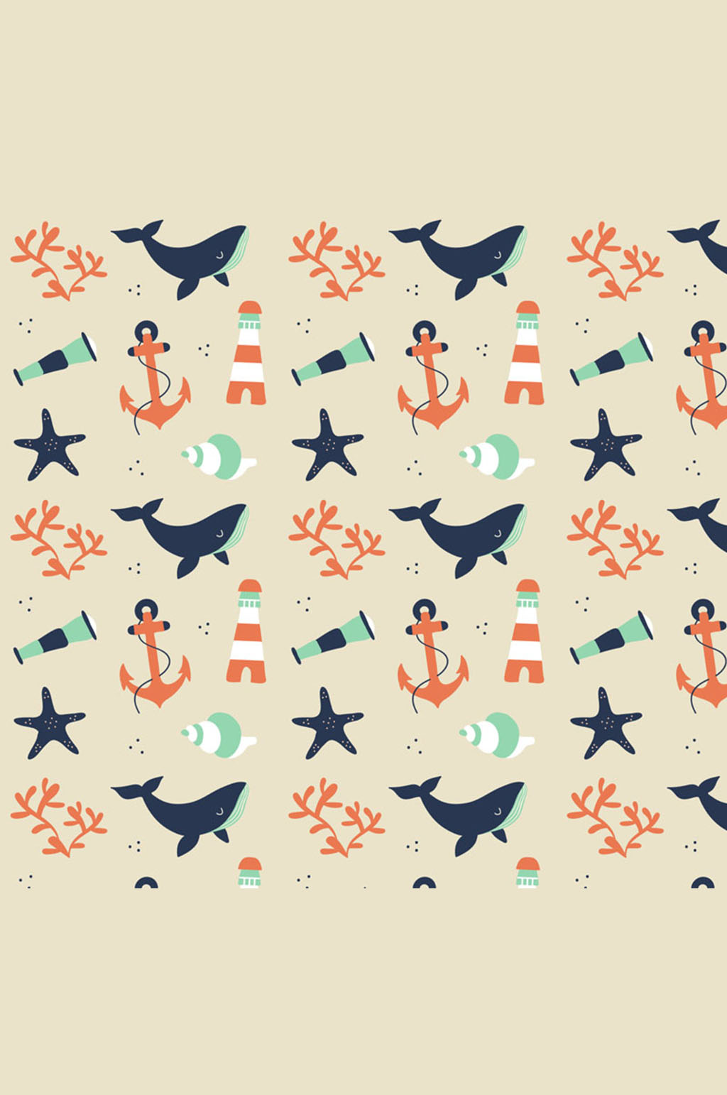 夏季海洋元素无缝背景矢量素材