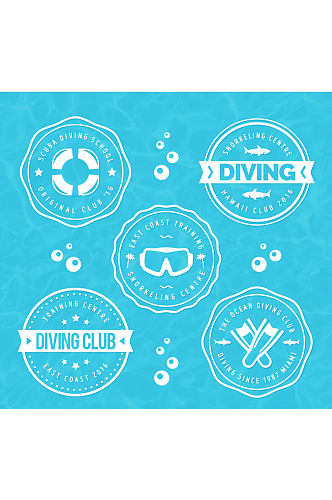 5款白色潜水俱乐部标志矢量素材