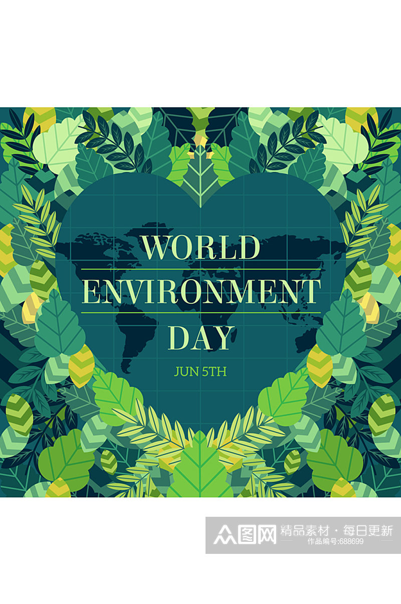 绿色植物世界环境日海报矢量素材素材