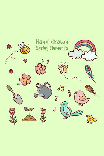 15款手绘春季元素矢量素材