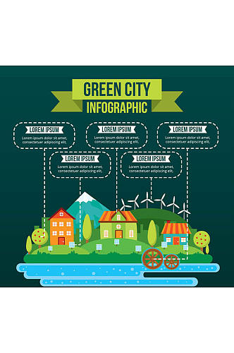 创意绿色城市信息图矢量素材