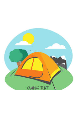 白天的野营帐篷矢量素材