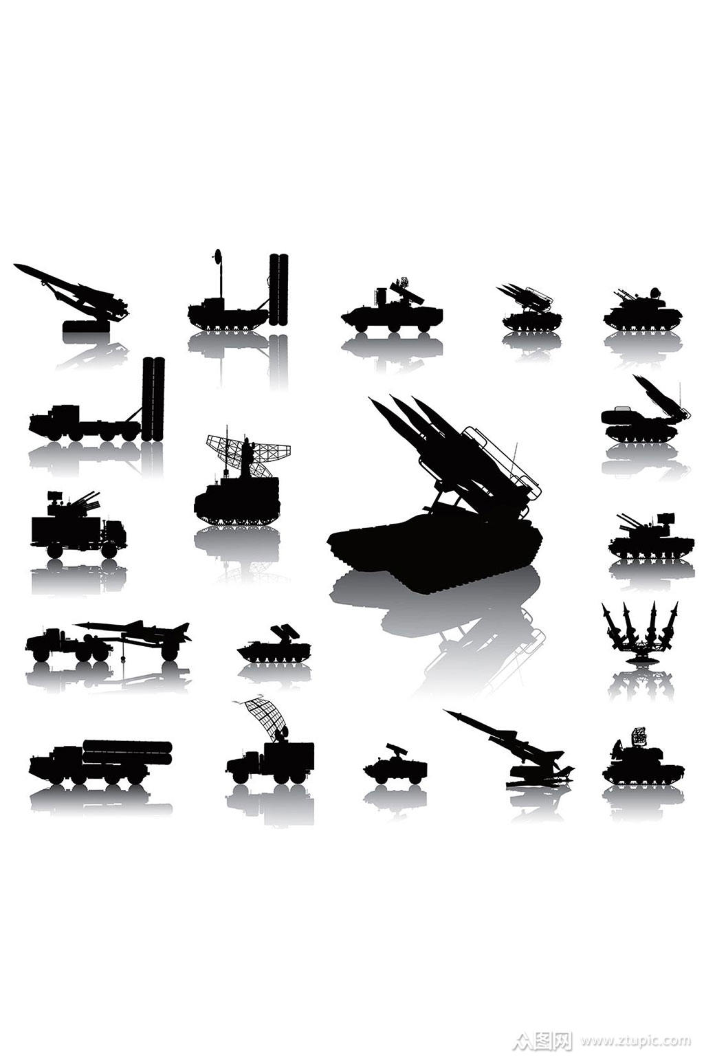 精美武器剪影矢量素材素材