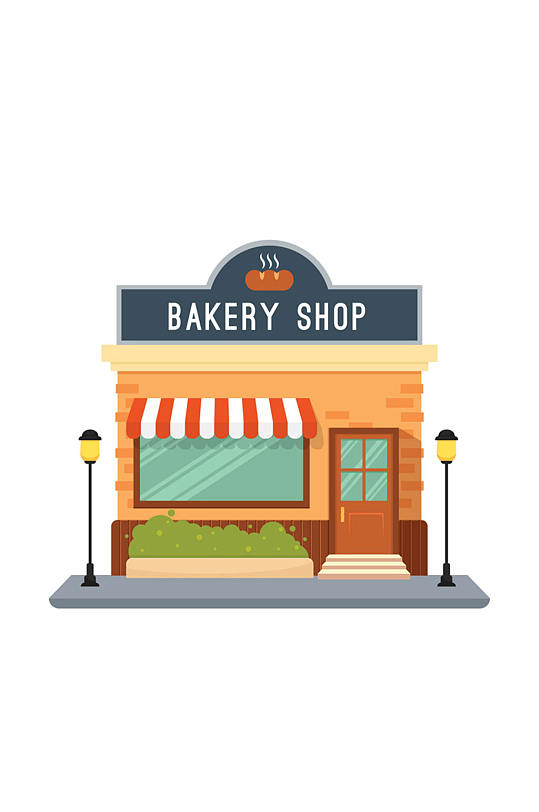卡通面包店设计矢量素材-众图网