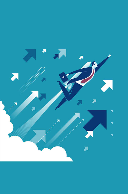 精美飞上天空的人物矢量素材