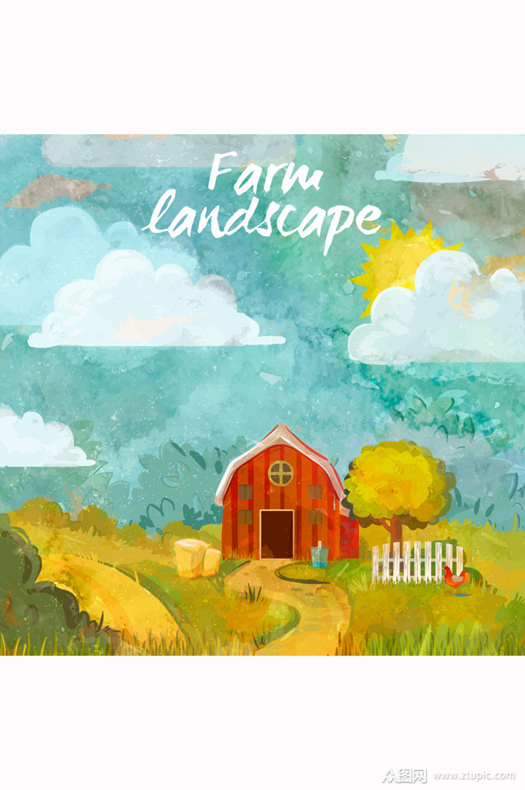 手绘谷仓矢量素材