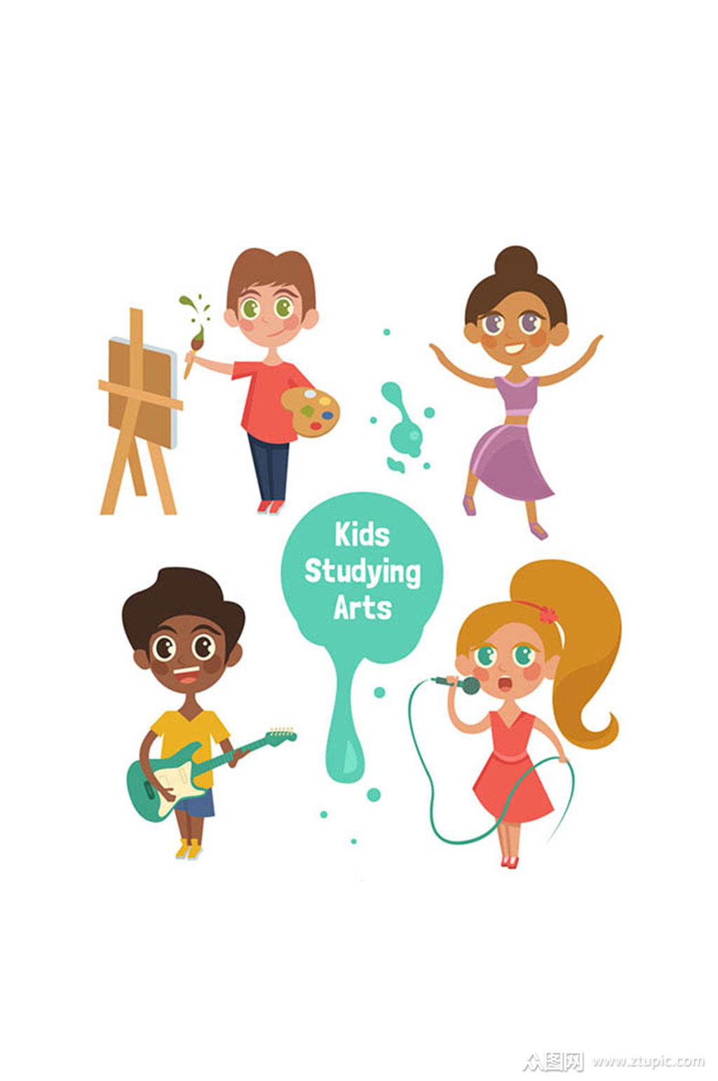 4款创意艺术儿童矢量素材