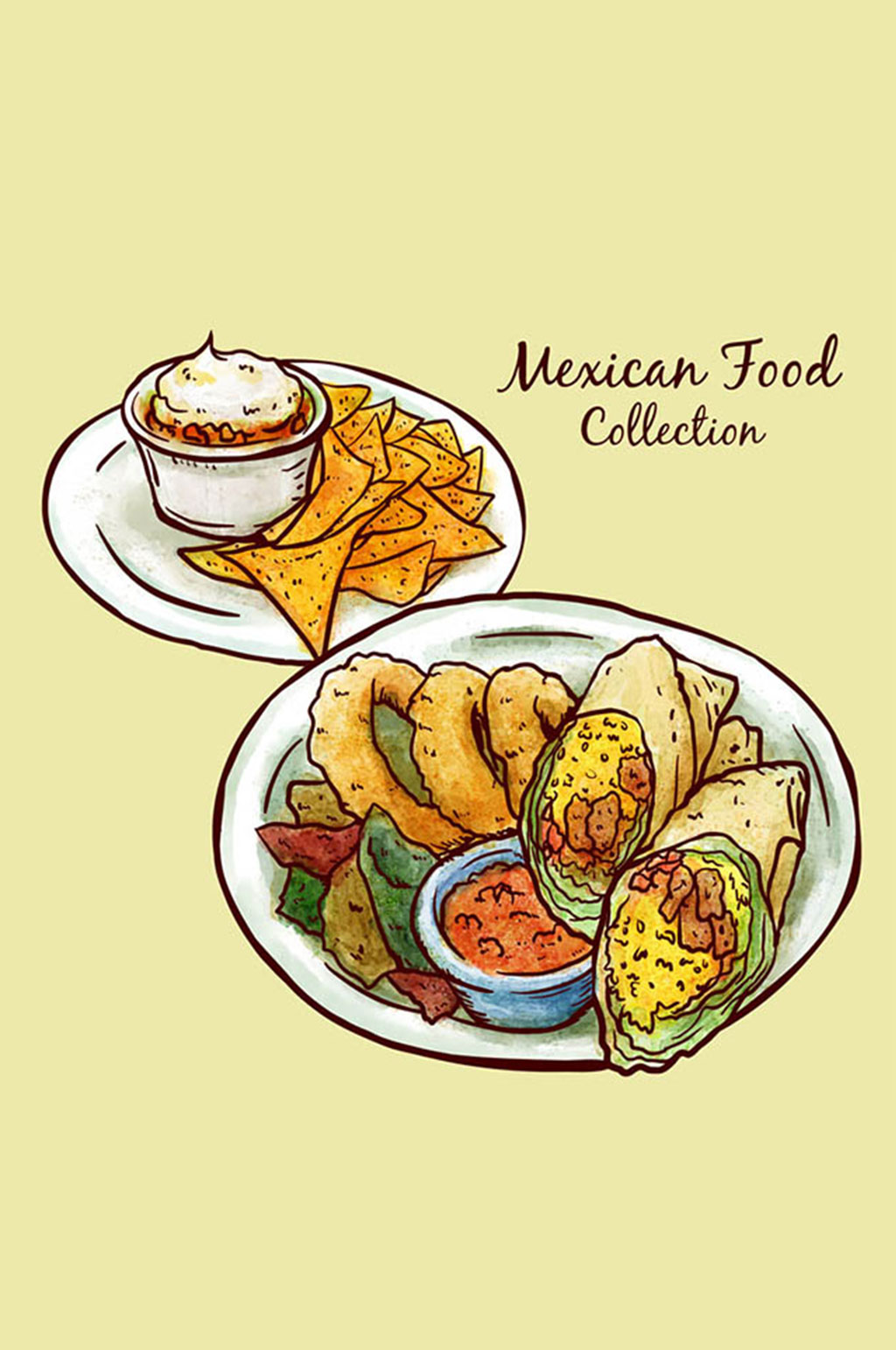 彩绘墨西哥食物矢量素材