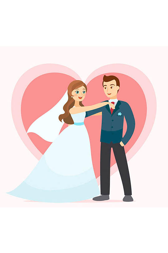 幸福的婚礼新人矢量素材