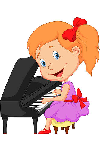 可爱孩子弹钢琴矢量素材