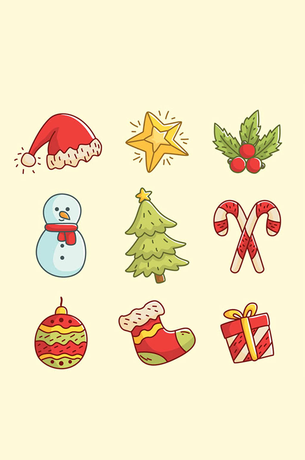 9款彩绘圣诞节装饰品矢量图-设计元素素材下载-众图网