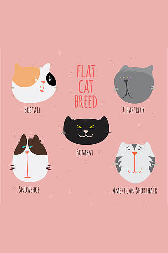 5款可爱猫咪头像矢量素材