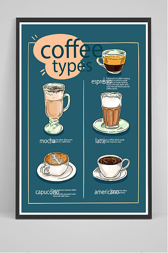 精品咖啡店饮品价目表海报设计