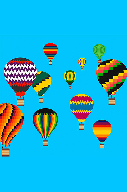 缤纷花纹热气球矢量素材