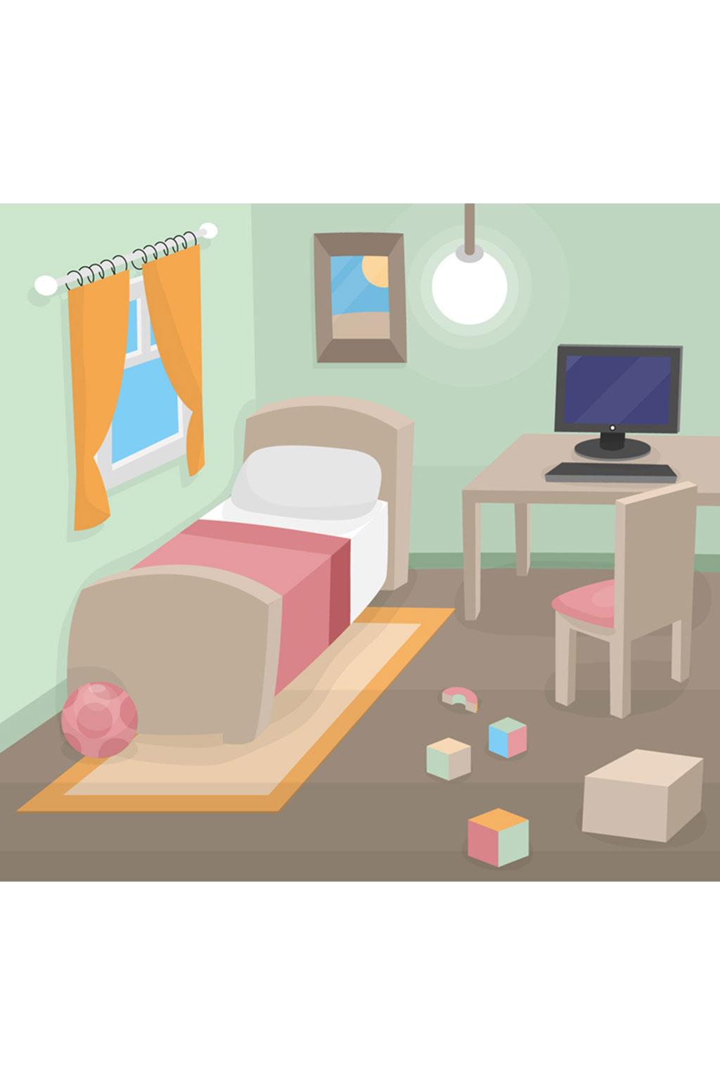 创意卧室设计矢量素材