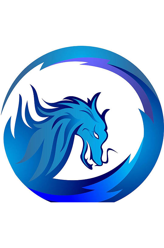 蓝色巨龙头像矢量素材-众图网