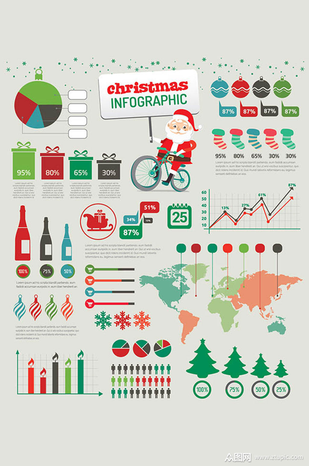 圣诞节的信息图表元素