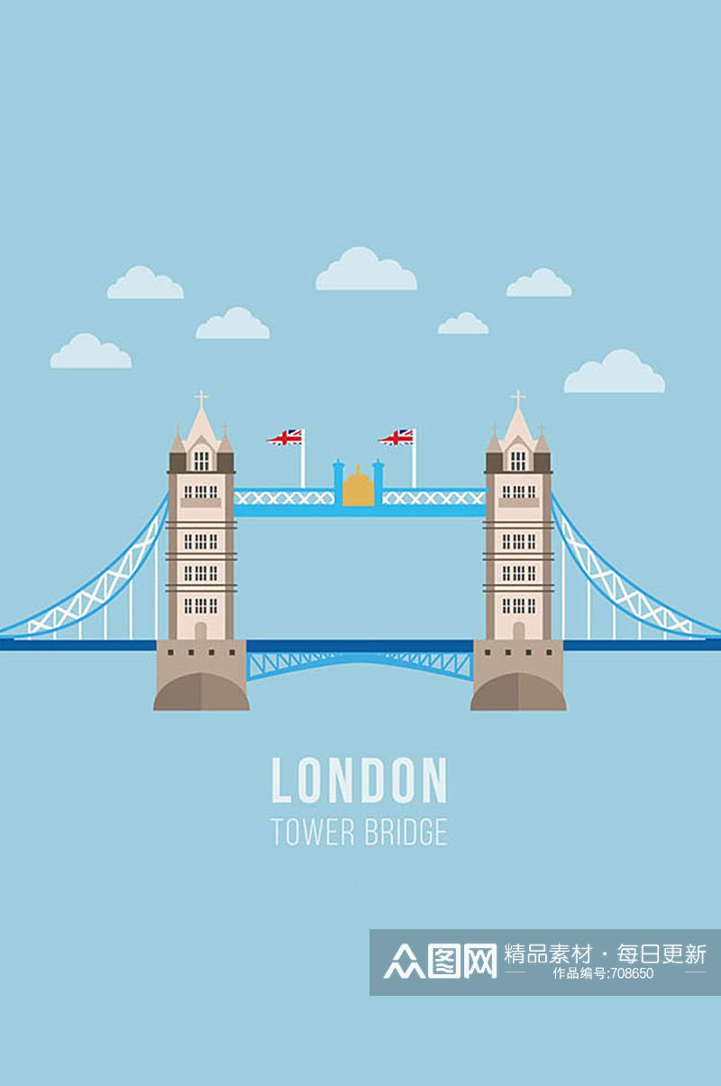 创意伦敦塔桥矢量素材素材