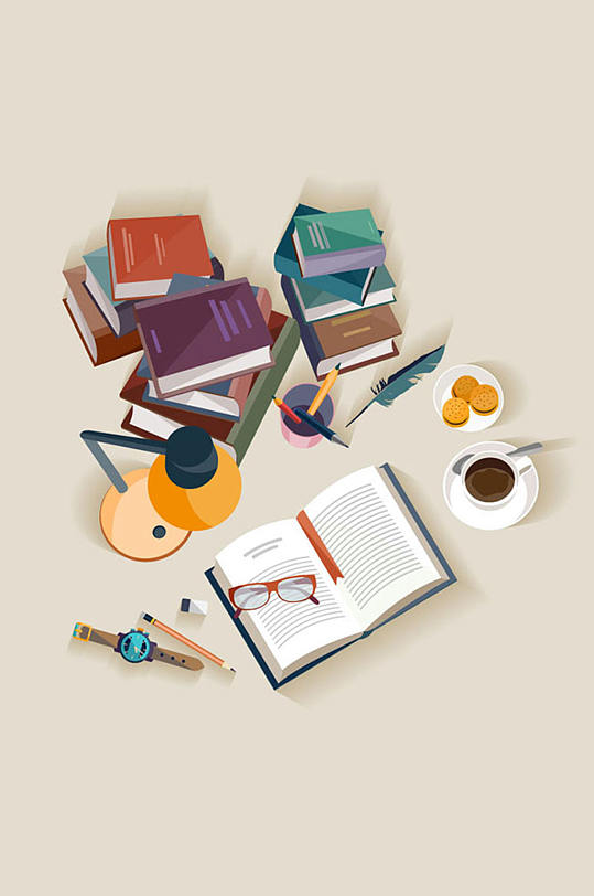 精美办公桌上用品矢量素材