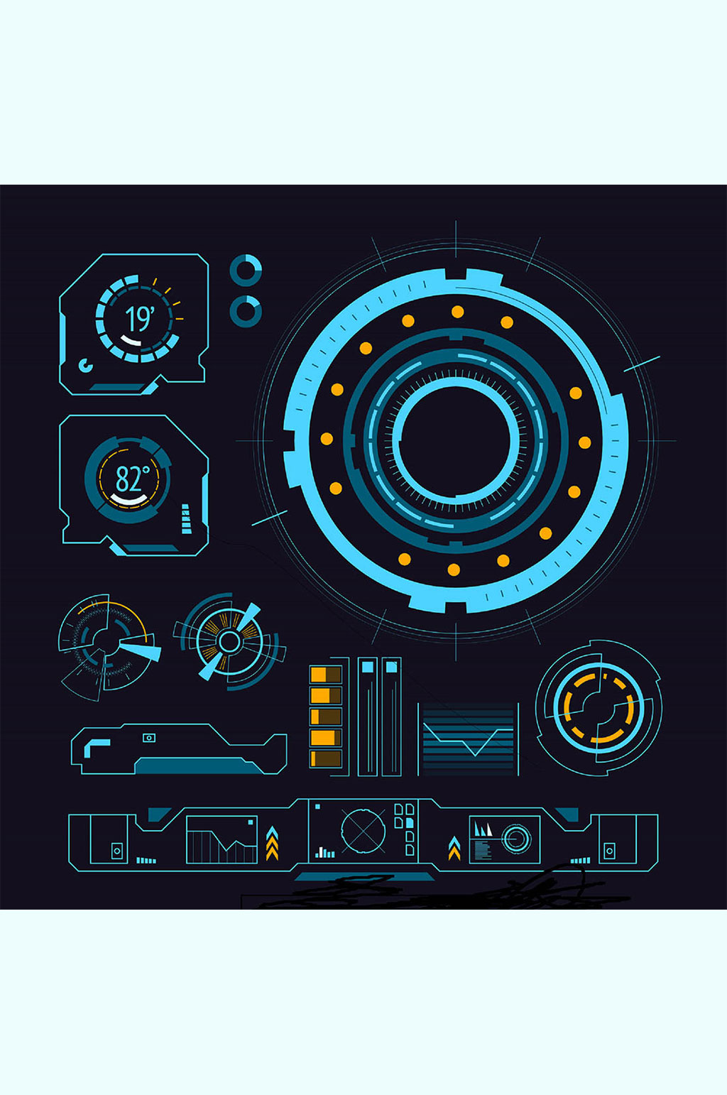 精美未来科技发光圆环矢量素材素材