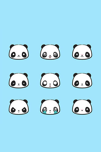 9款可爱熊猫头像矢量素材