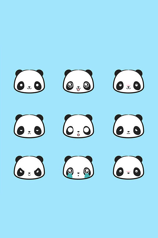 9款可爱熊猫头像矢量素材